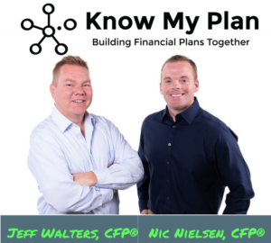 Nic Nielsen and Jeff Walters with the Know My Plan logo