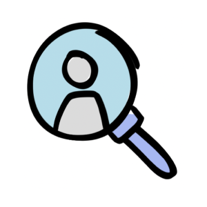 Illustration of a person inside a magnifying glass